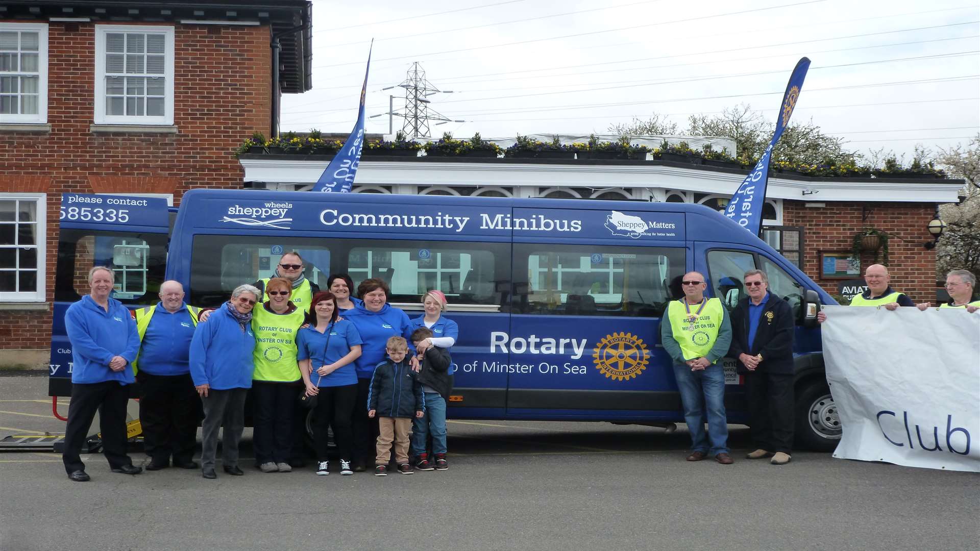 Members of the Rotary Club of Minster-on-Sea and staff of Sheppey Matters launch the minibus