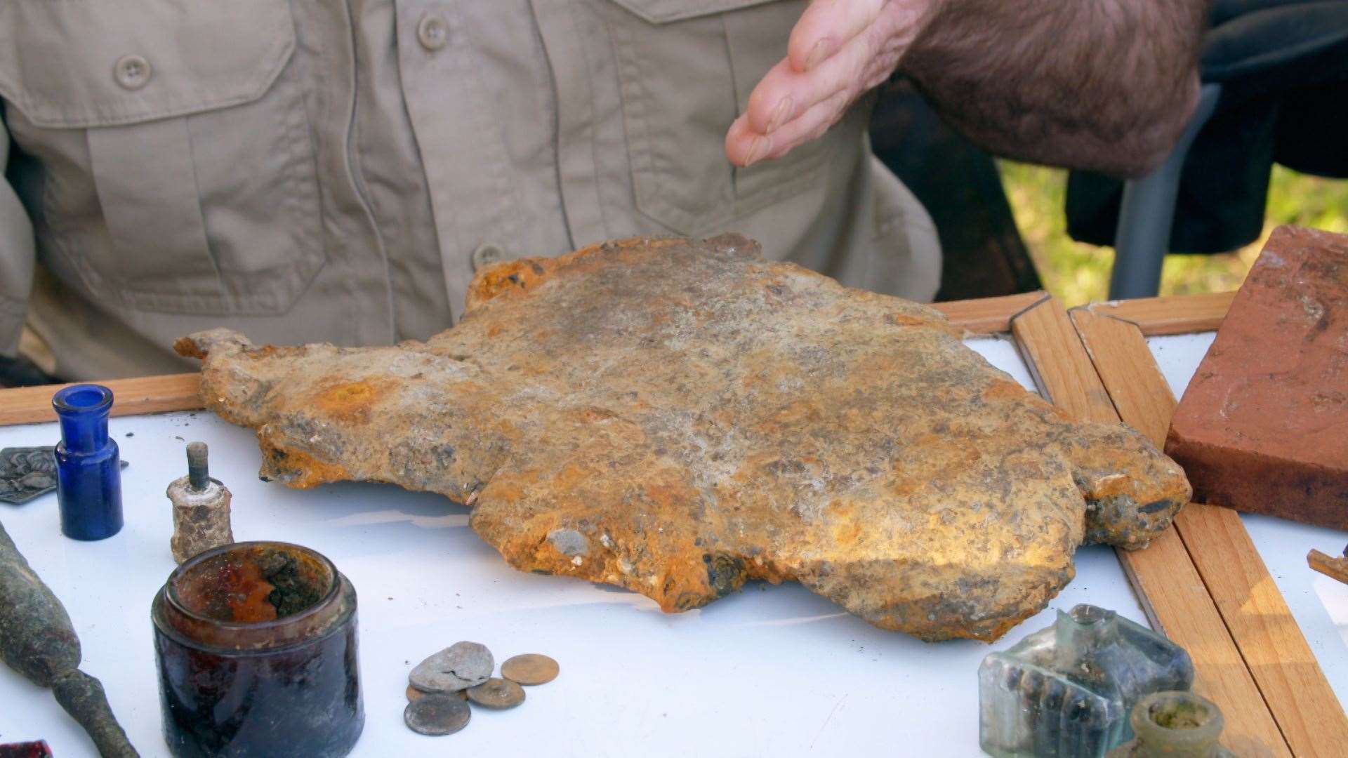 A large bomb fragment from the Second World War was pulled from the river