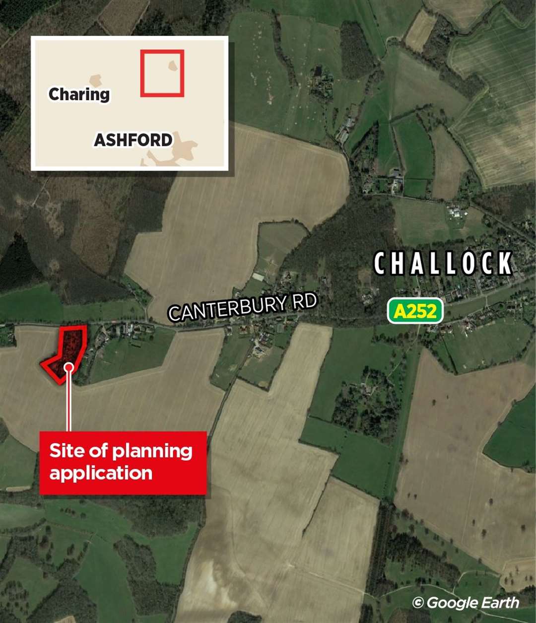 The holiday homes are proposed for land in Challock