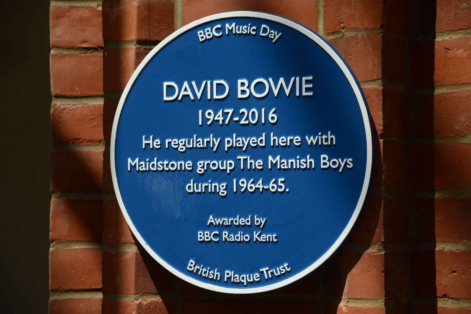 The blue plaque to David Bowie who played with the Manish Boys at the Royal Star Hotel in Maidstone Picture: Gary Browne
