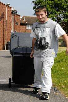 David Bridgman with his wheelie bin - too heavy for the dustcart