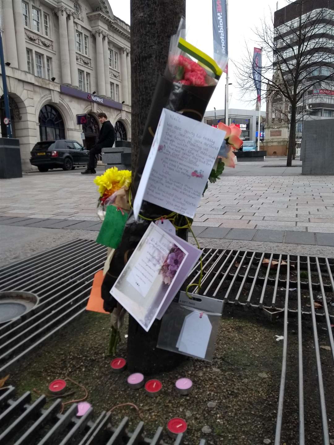tributes left for Neil MArtin in Jubilee Square. (4684399)