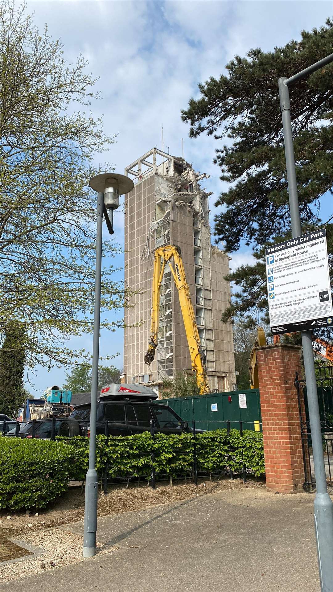 Works to bring the former Maidstone library down have been going on over the weekend. Picture: Andrew James