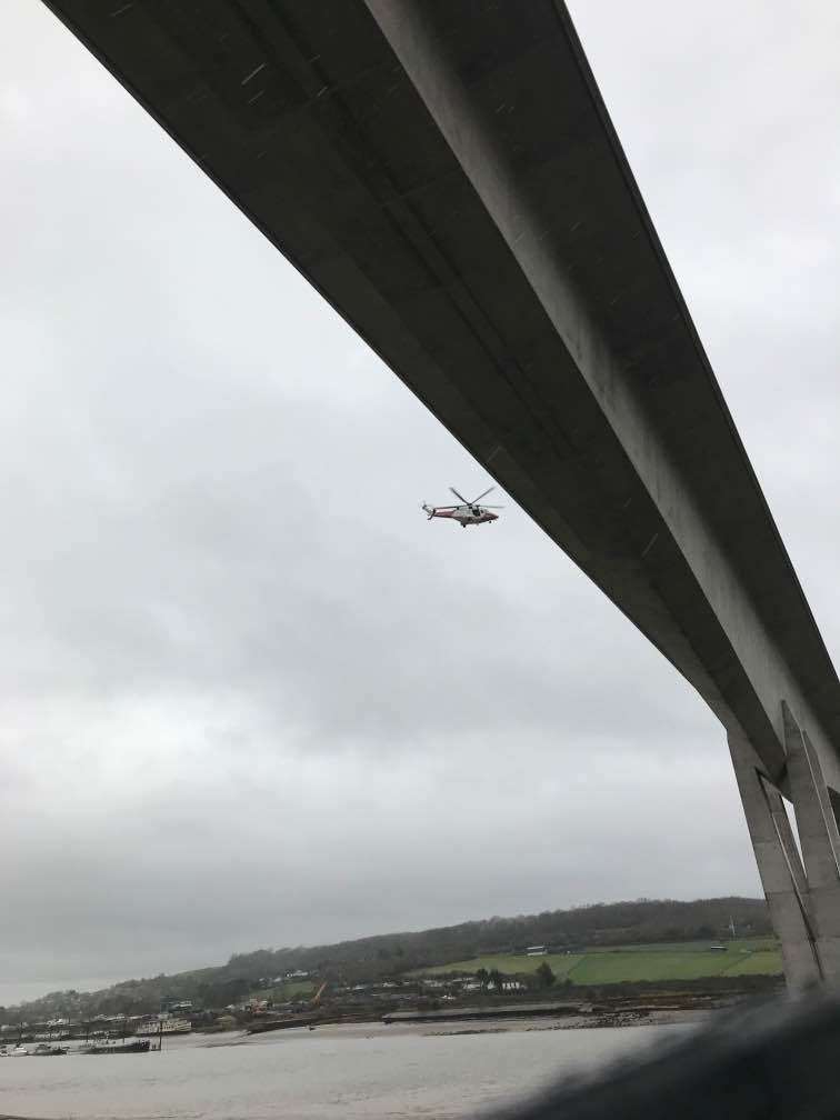 The coastguard helicopter and emergency teams were spotted searching at Cuxton Marina