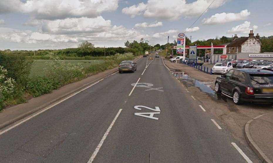 The crash happened in London Road, Norton, near Teynham, between Sittingbourne and Faversham. Picture: Google