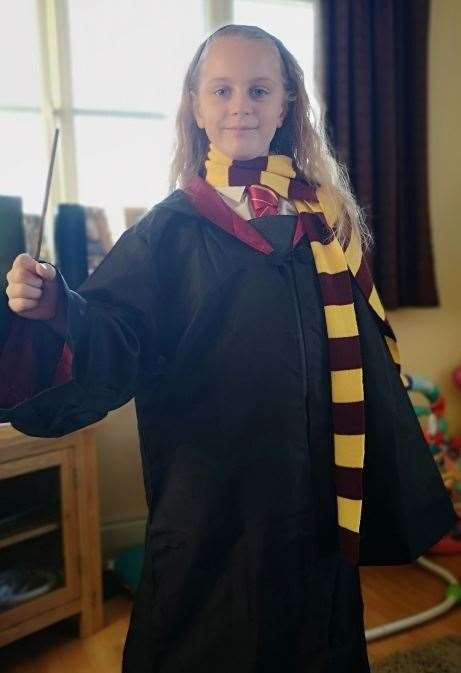 Lily-Mae, nine, is dressed as Hermoine Granger and attends Wainscott Primary School
