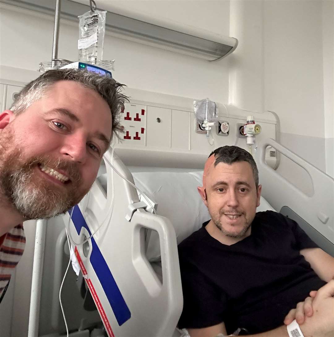 Damien visited his best friend John Rendle in hospital. Photo credit: Damien Clarkson
