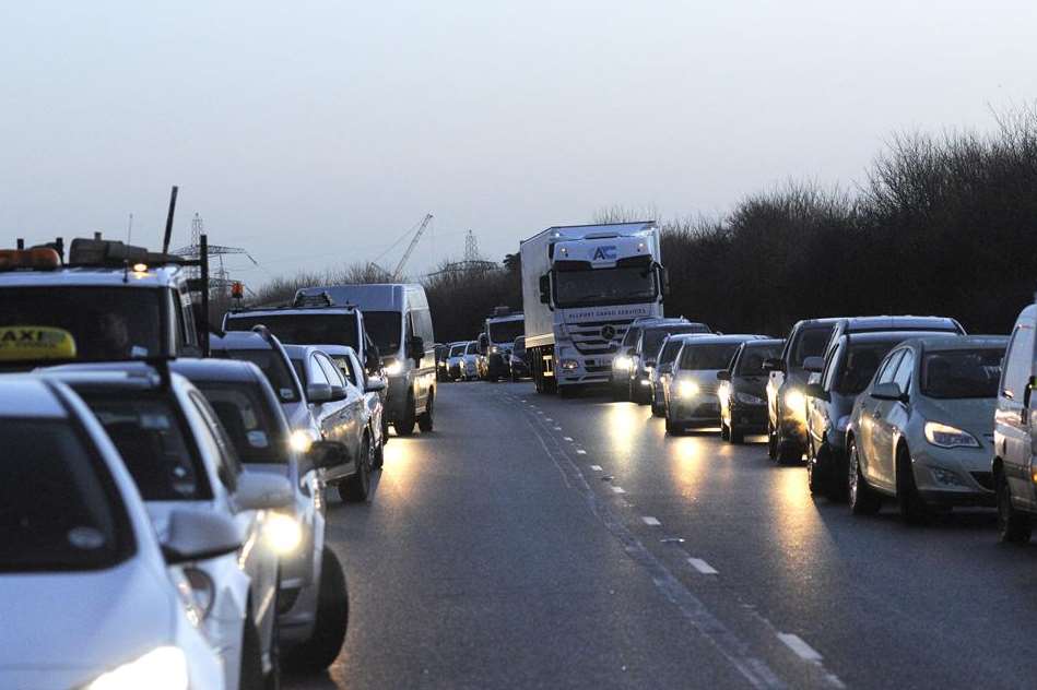 Queues on the A249 just after the Sittingbourne turn-off