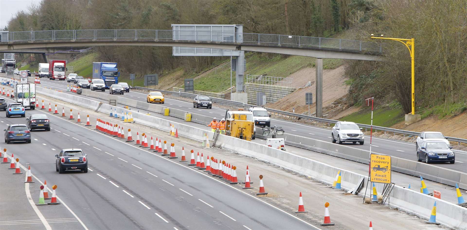 Work to turn the M20 into a Smart Motorway between junction 5 (Aylesford) and junction 4 (Leybourne) Picture: Andy Jones