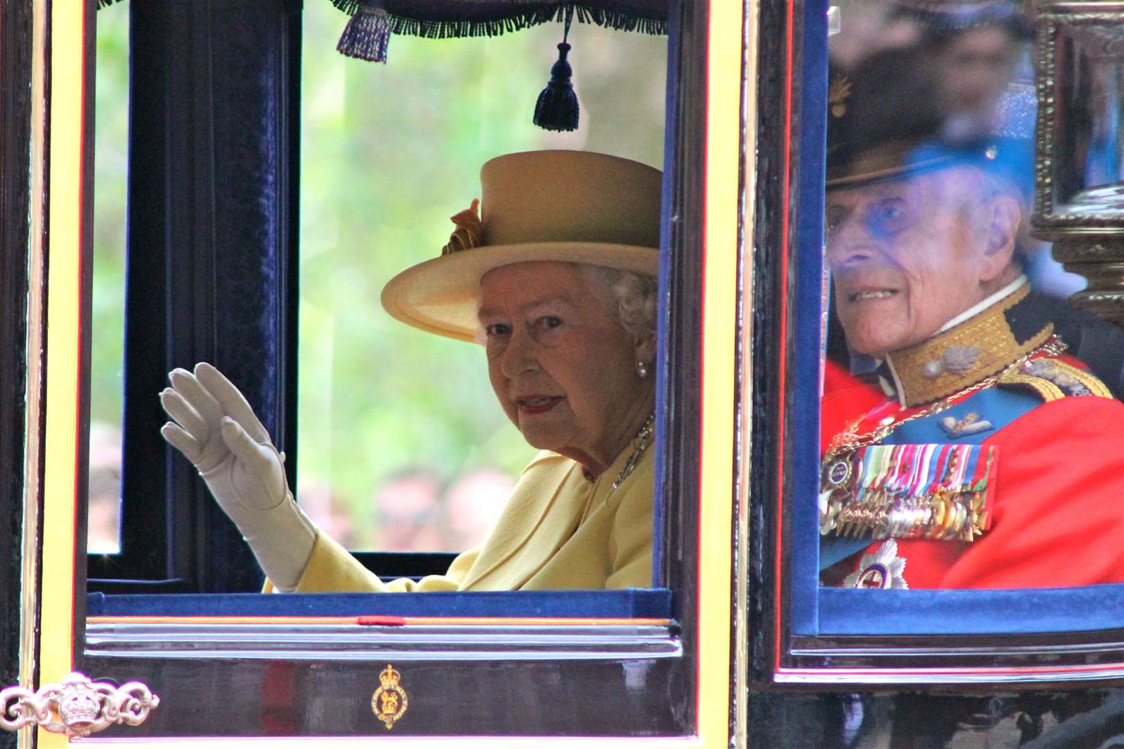 The Queen, pictured with the Duke of Edinburgh in 2012, celebrates her Platinum Jubilee this year