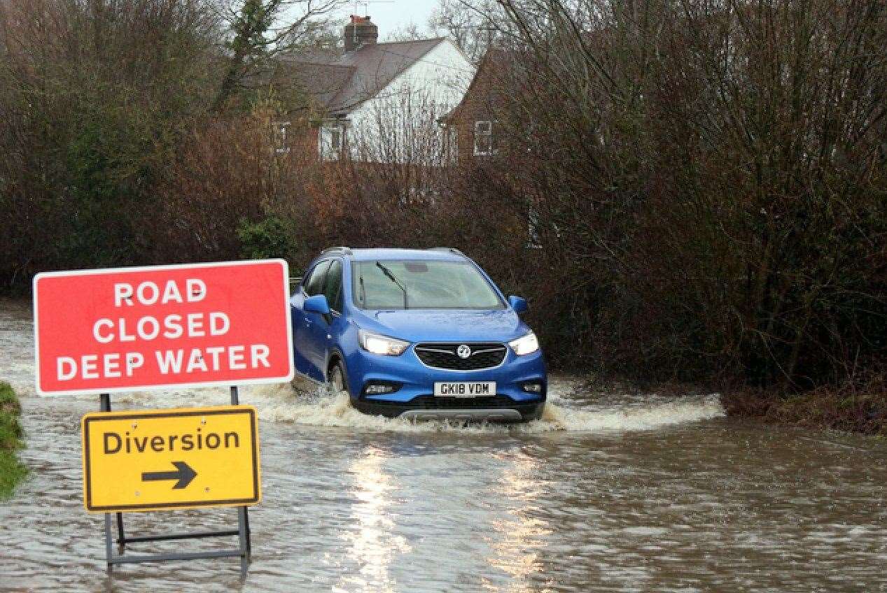 Flooding hit many roads across the county when Storm Dennis struck in February this year. Picture: UKNIP