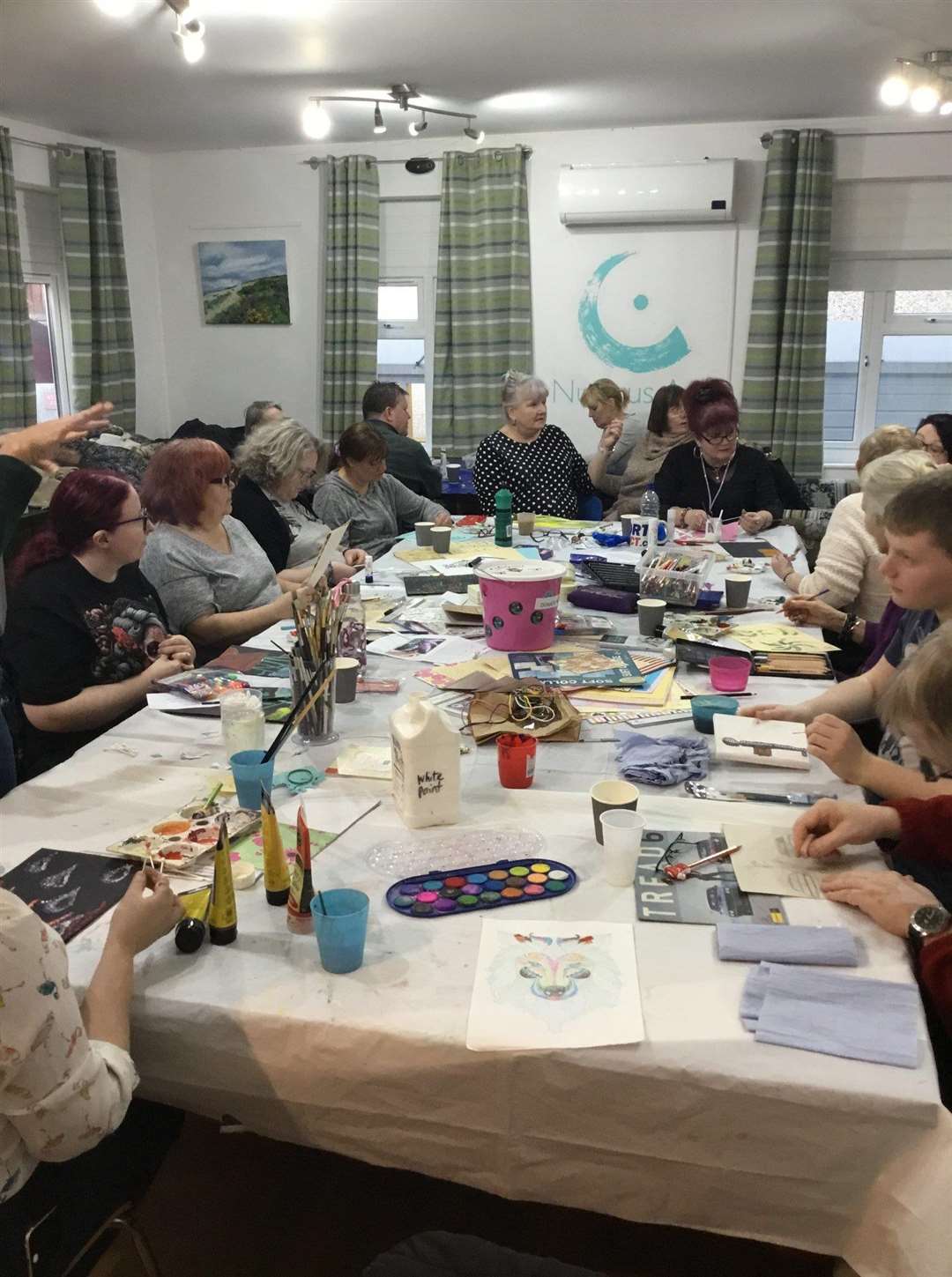 The group at Nucleus Arts' Social Art class, in High Street, Chatham.