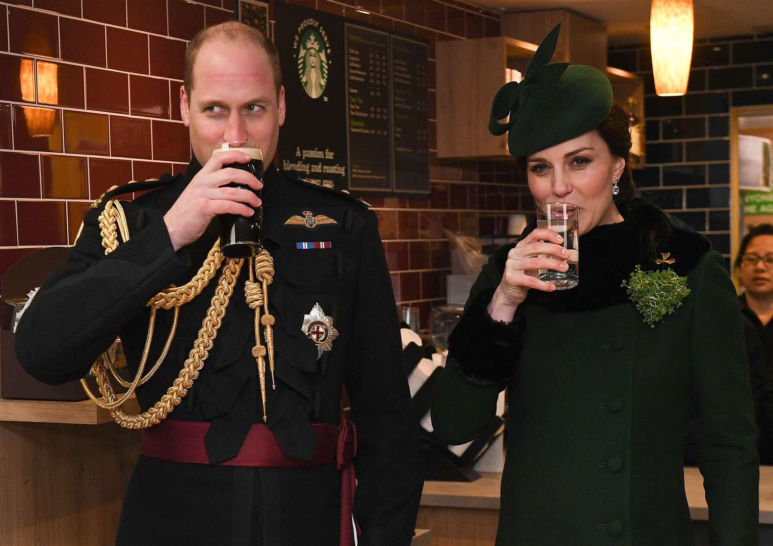 William and Kate attend the St Patrick’s Day parade at Cavalry Barracks in Hounslow (Andrew Parsons/Sunday Times/PA)