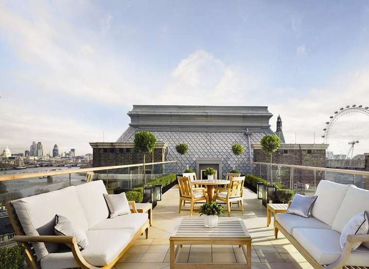 The London landscape in all its glory from a rooftop terrace at Corinthia Hotel, London.