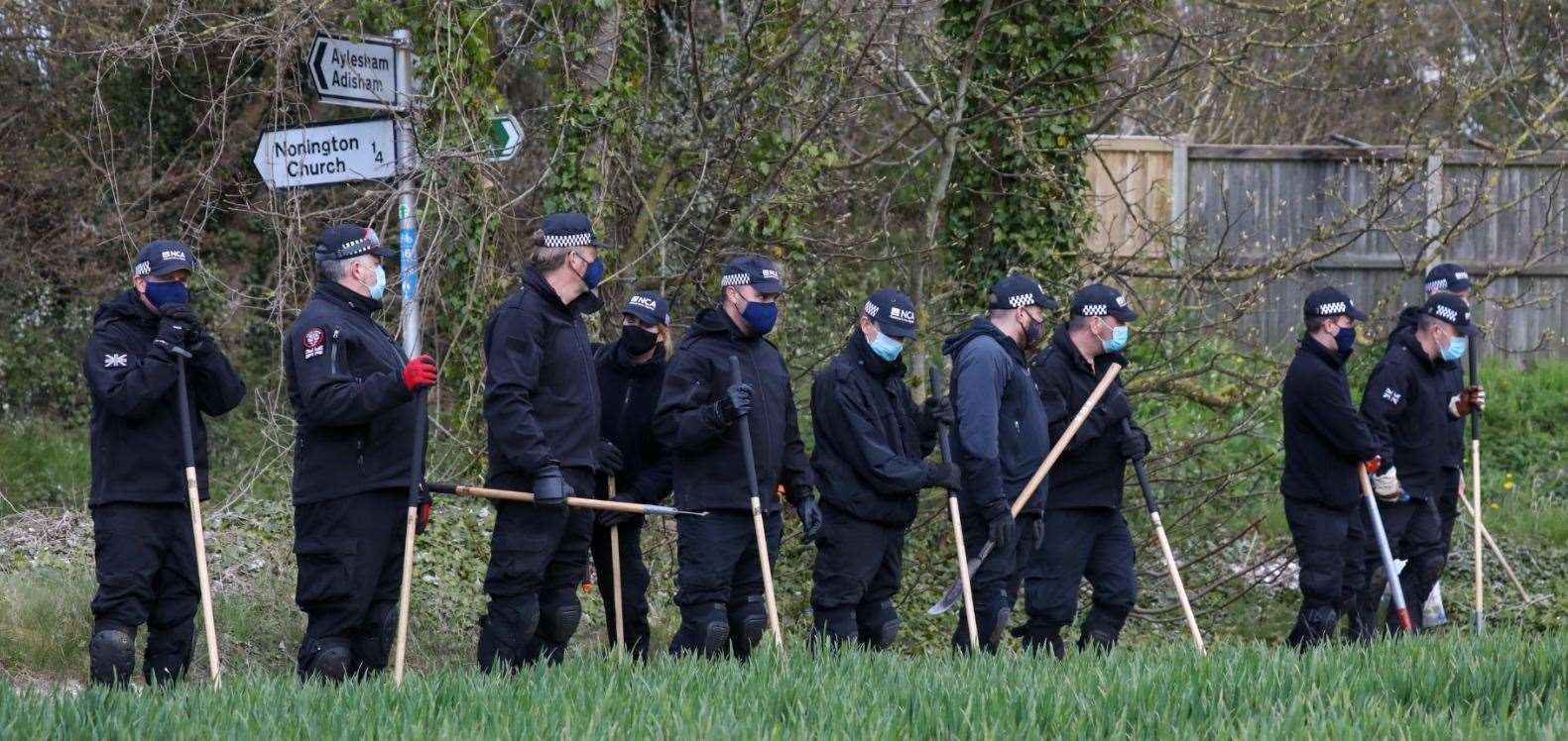 Police searching for clues in the hunt for the killer of Julia James. Picture UKNIP