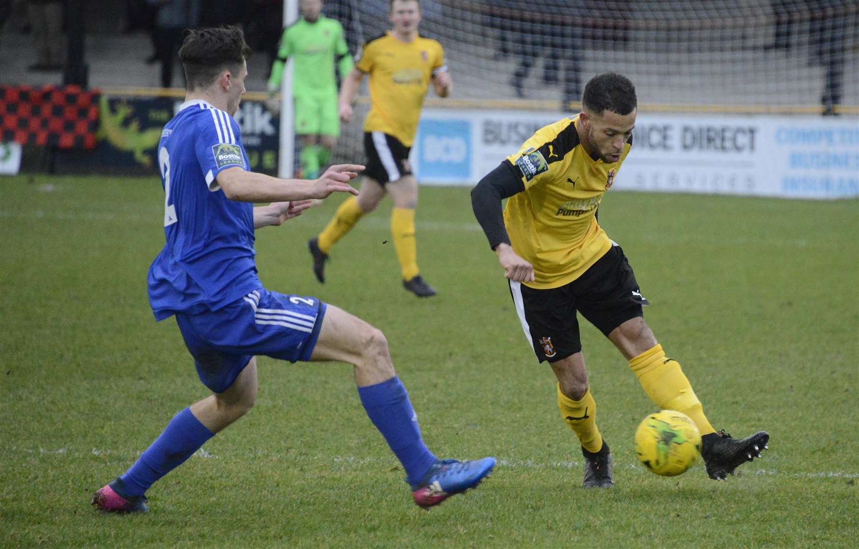 Nat Blanks on the ball for Folkestone Picture: Paul Amos