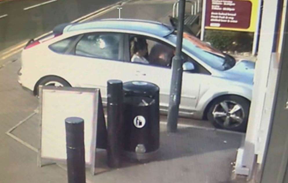 The car driven by Emma Fuggle arriving at the Sainsbury's Local, in Tonbridge Road, Maidstone just before an ATM was used to withdraw cash from a victim