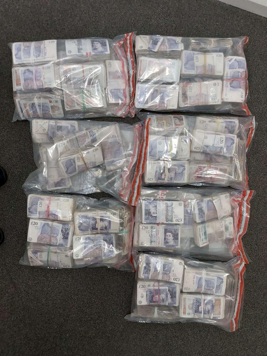 A large quantity of cash was recovered. Picture: Kent Police - Dover, Twitter account