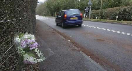 A floral tribute at the scene of the tragedy. Picture: JOHN WARDLEY