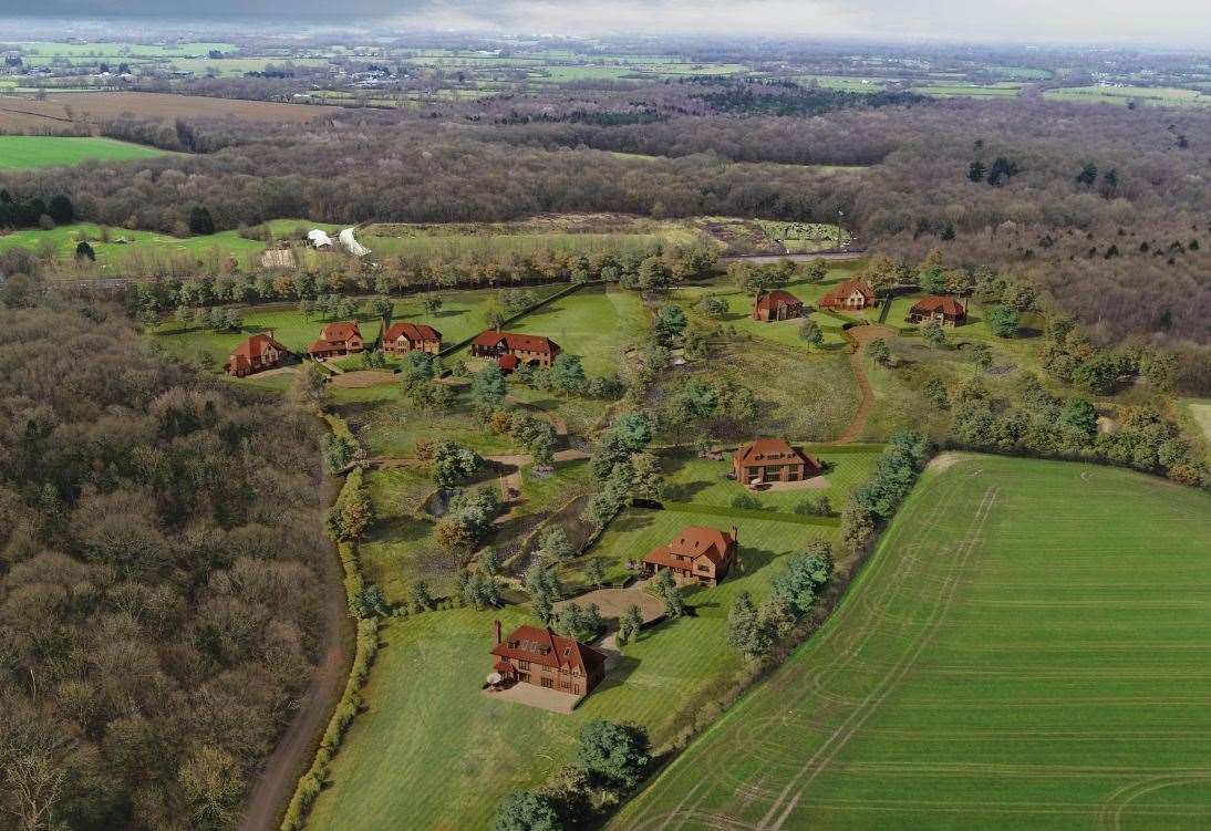 An aerial artist's impression showing the Great Chart Golf Club development. Picture: Clarus Homes