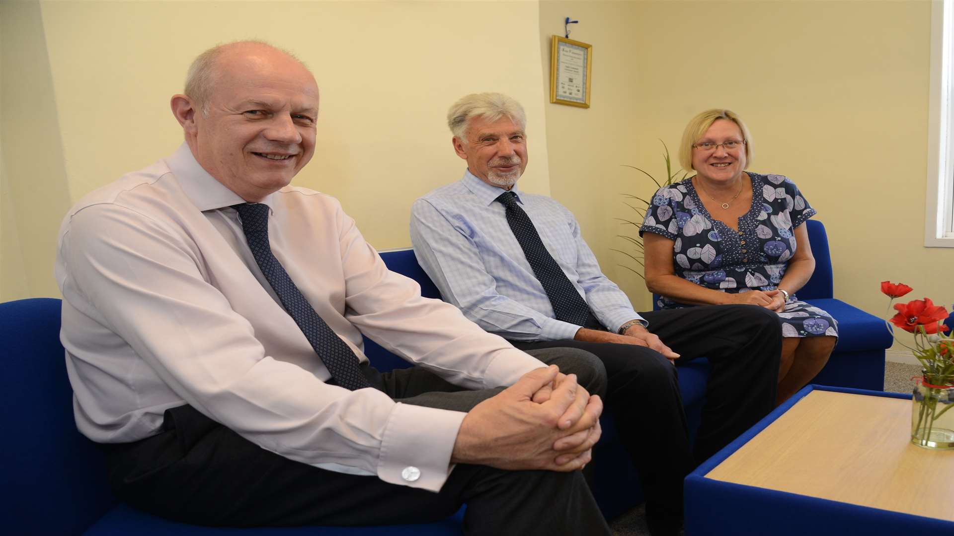 MP Damian Green with Ray Hulme and Director of Ashford Samaritans branch Lesley Sutton