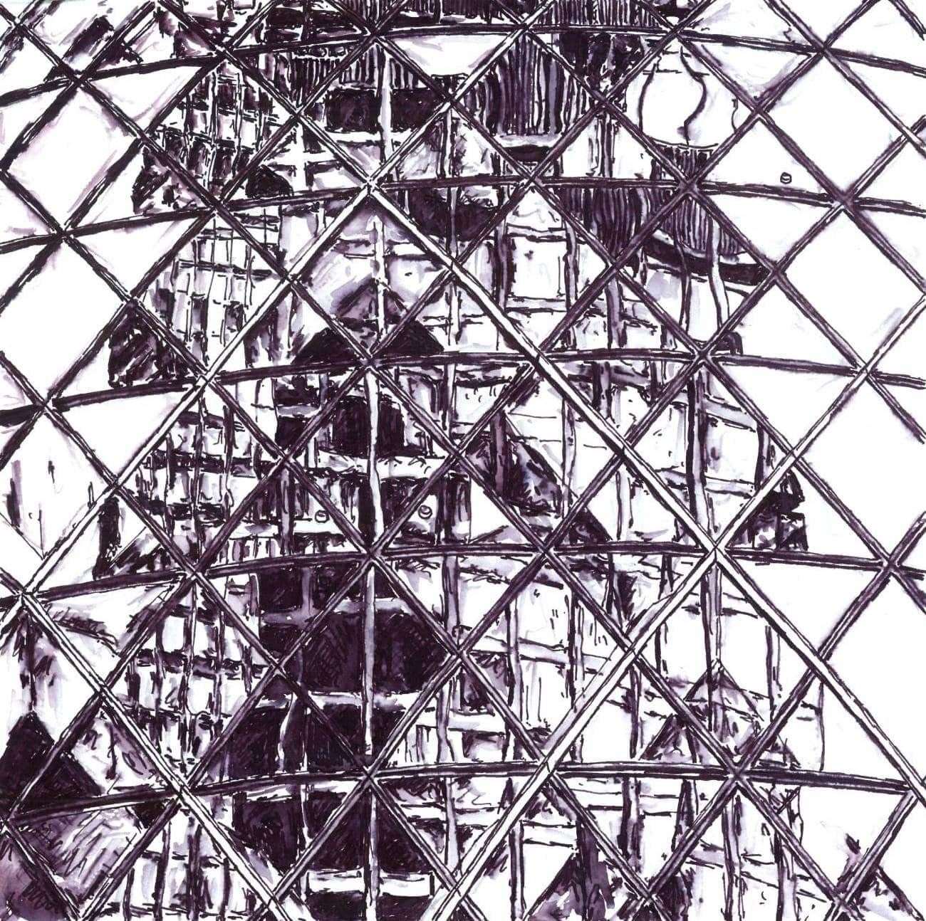 Jack Hines and his intricate drawings of London's buildings such as the Gherkin