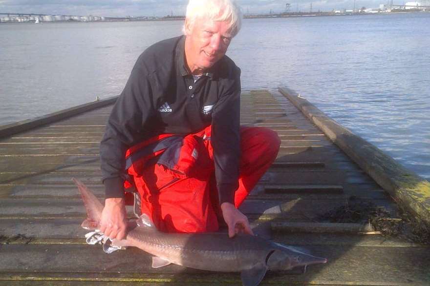 Greenhithe angler Peter Johnson with a 10lb Siberian sturgeon he caught