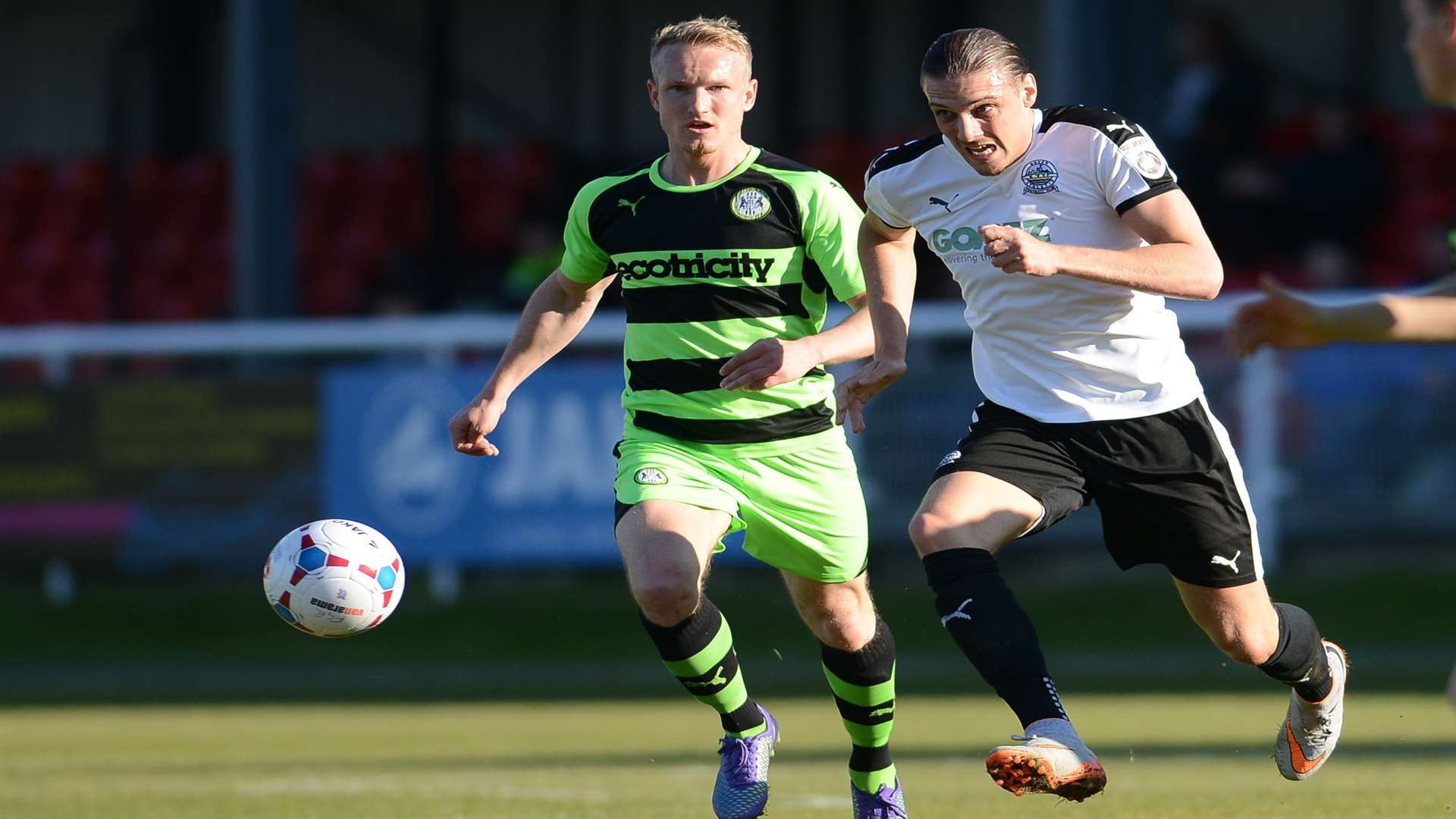 Liam Bellamy on his final appearance for Dover against Forest Green on April 30. Picture: Gary Browne