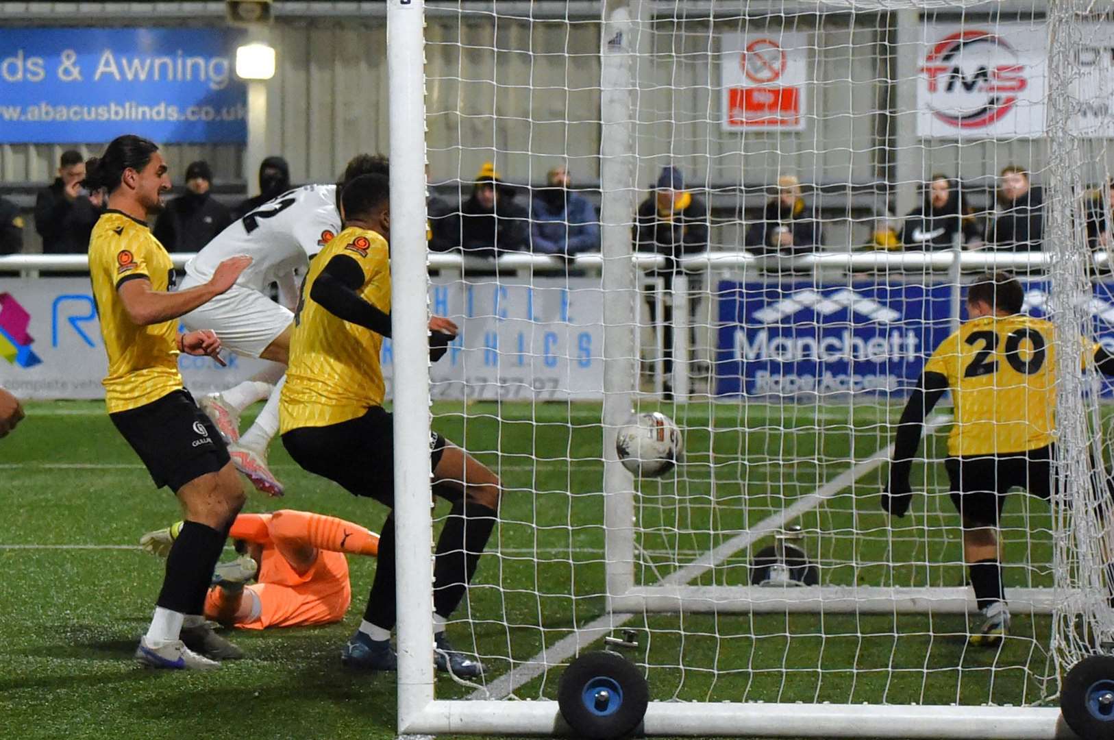 Harry Kyprianou equalises for Maidstone. Picture: Steve Terrell