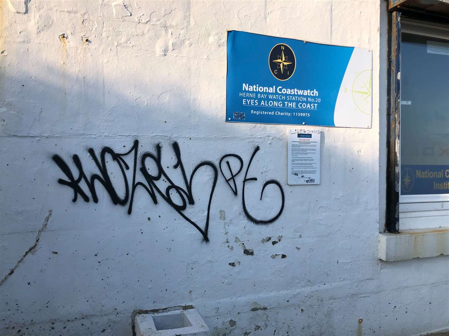 Herne Bay's Coastwatch station was targeted by taggers last month