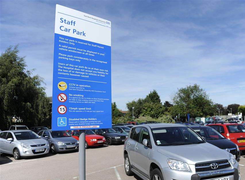 Staff car park at the Kent and Canterbury Hospital