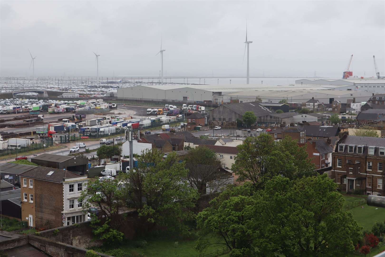 Sheerness Docks from the top of the Dockyard Church, Blue Town
