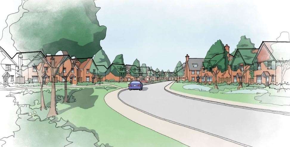 An artist’s impression of how the Strode Farm scheme on the outskirts of Herne Bay is expected to look