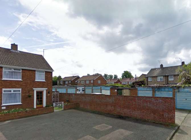 Garages near the apparent double suicide in Winchester Way, Rainham. Picture: Google Street View