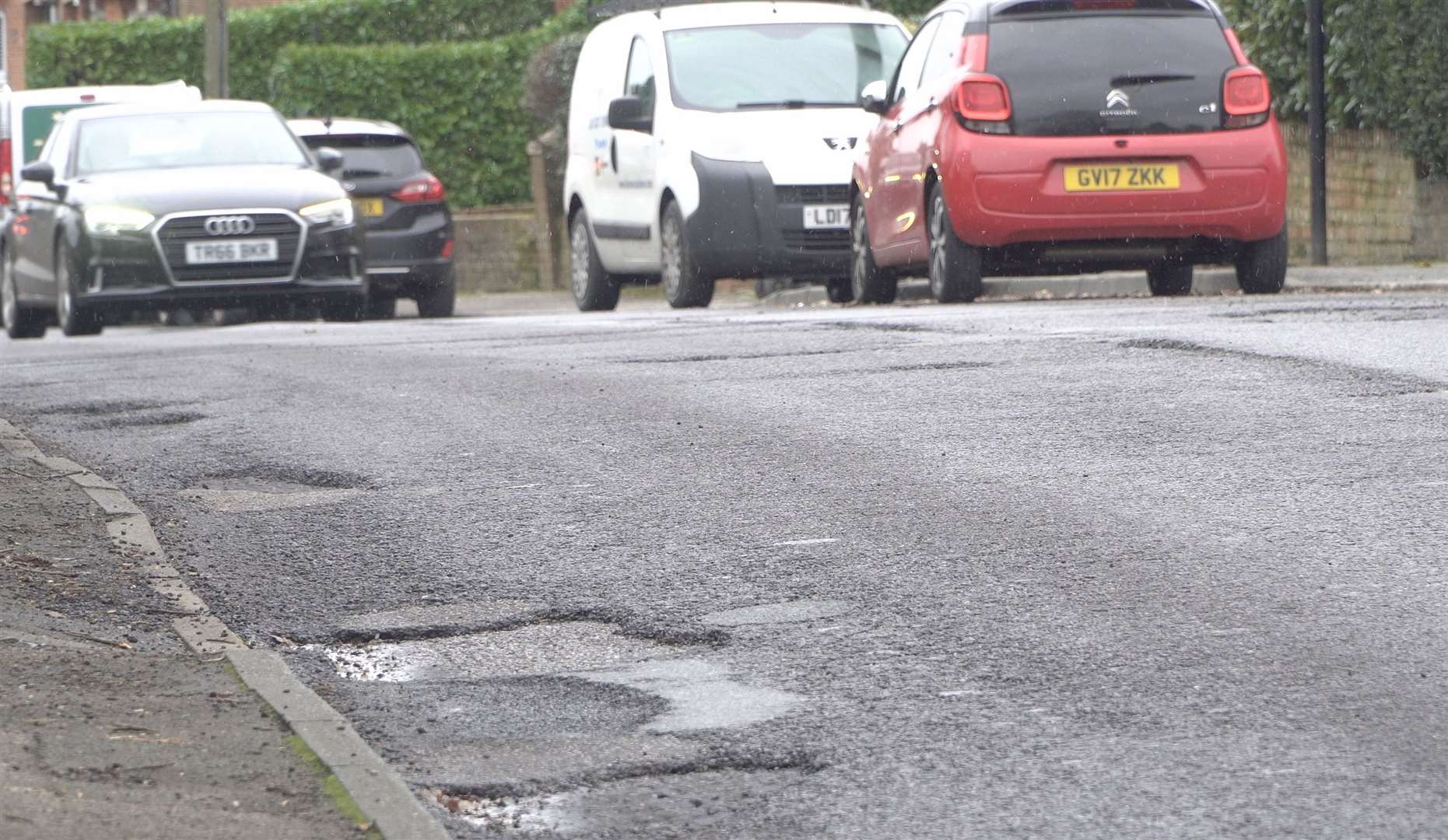 Potholes in Beacon Oak Road, Tenterden