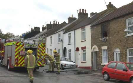 Firefighters at the scene in Erith Street, Dover. Picture: DAVE DOWNEY