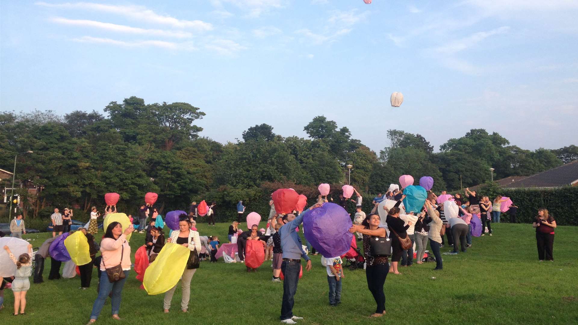 Dozens of colourful lanterns were released at the park in Woodlands Road