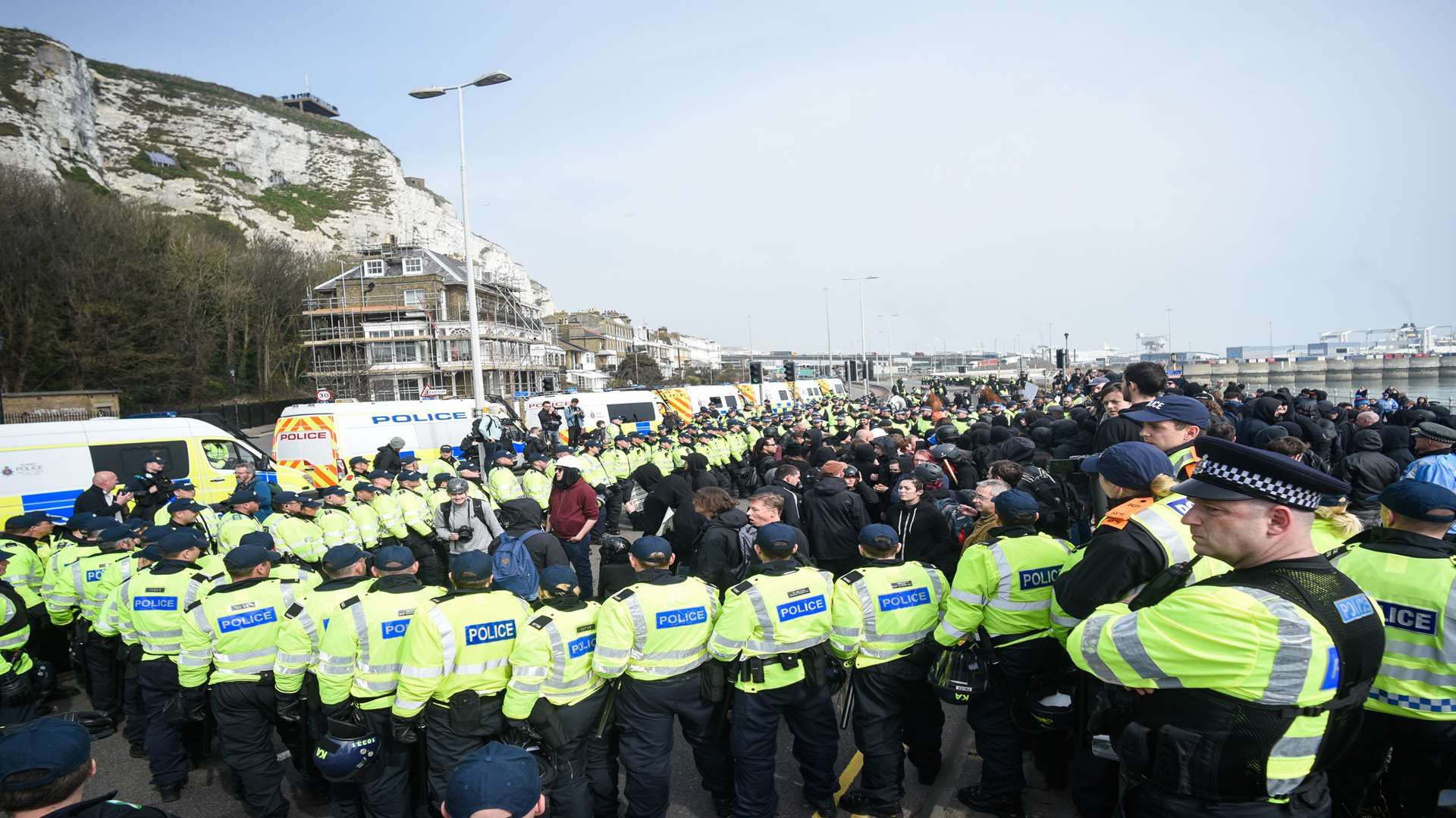 Police boxed the anti-fascist demonstrators in during the early April demonstration