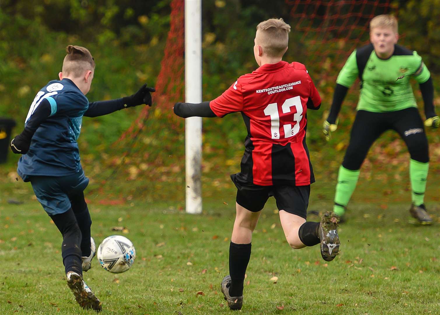 Hempstead Valley under-13s go for goal against Woodcoombe Youth under-13s. Picture: Alan Langley FM21837873