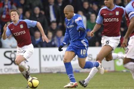 Simeon Jackson moments before scoring Gills' equaliser against Aston Villa