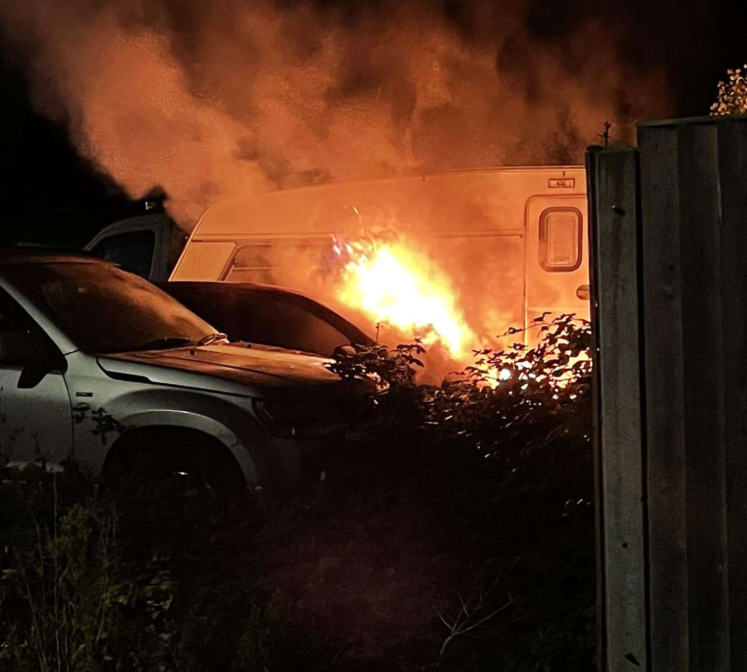 One of the vehicle fires in Margate last night. Picture: Grace Emily Litten