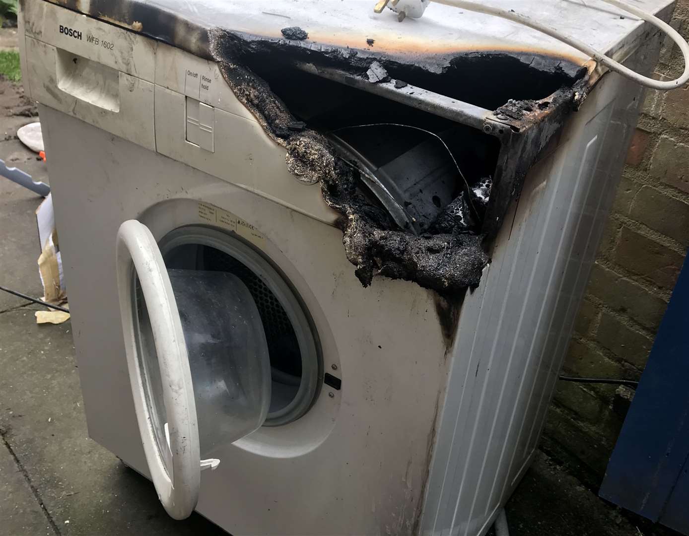 The fire is believed to have started inside the Bosch washing machine
