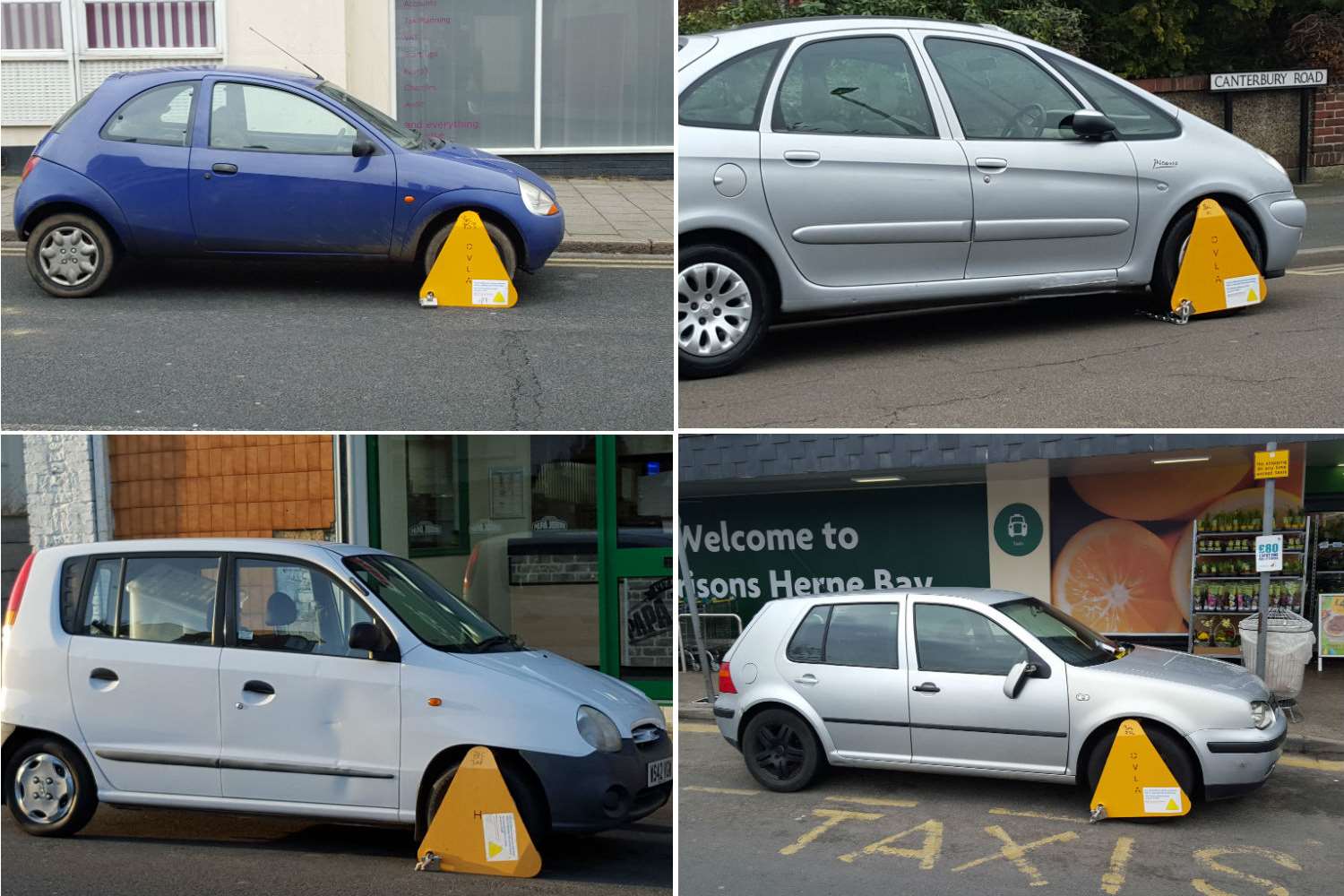 Thirteen cars - including these - were clamped in Herne Bay