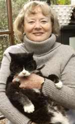 Gabrielle Davis with cat Webster