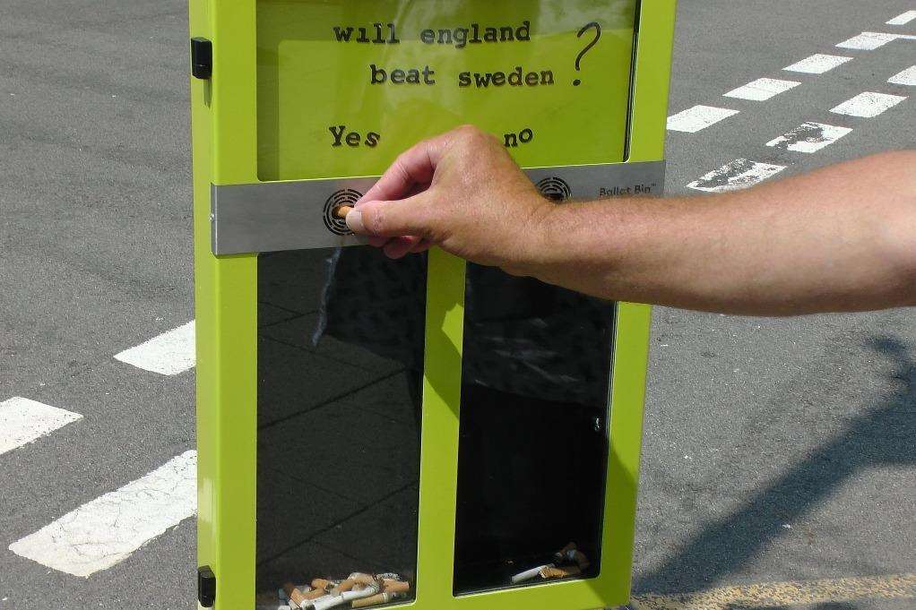 The vote has been cast, smokers at Chatham bus stop think England will beat Sweden this weekend (2909828)