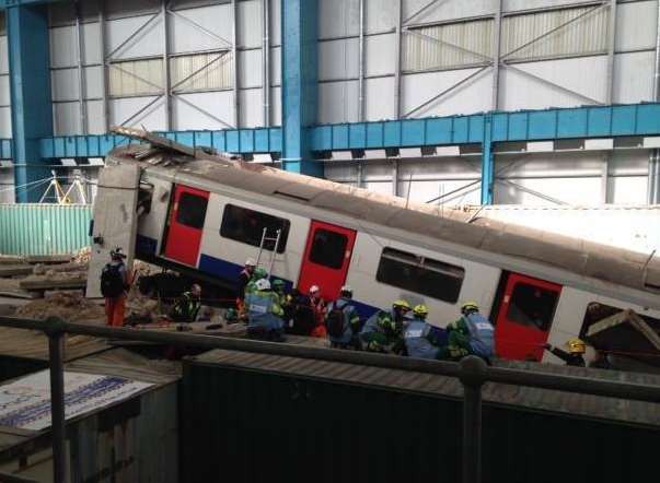 Part of the train carnage which greeted volunteers from Darent Valley Hospital and North Kent College