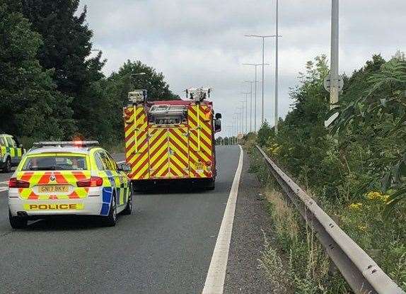 The A2 Londonbound has been closed due to an accident. Picture: Kent Police (13064096)