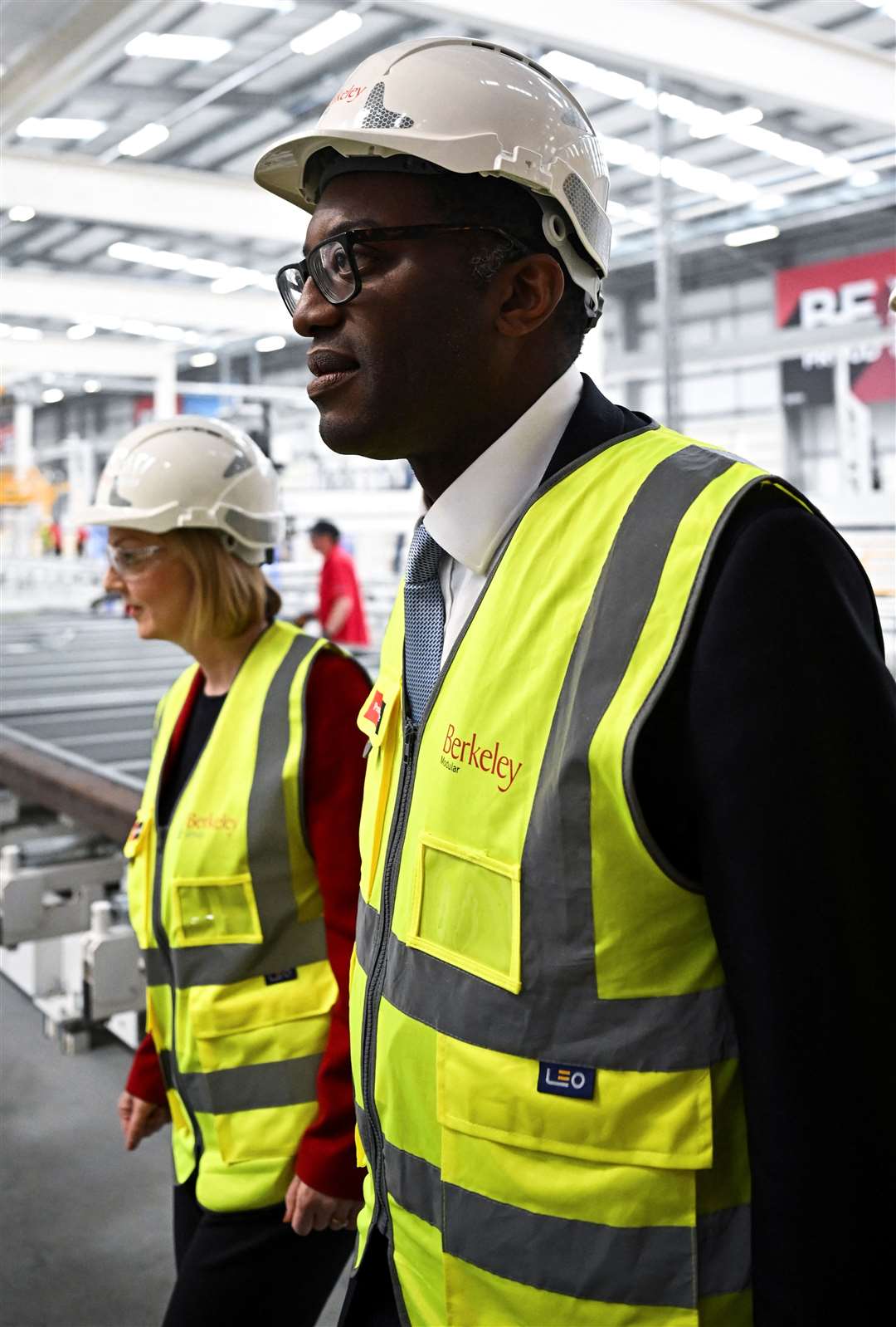 Prime Minister Liz Truss and Chancellor Kwasi Kwarteng visit Berkeley Modular Housing Factory in Kent after the mini-budget (Dylan Martinez/PA)