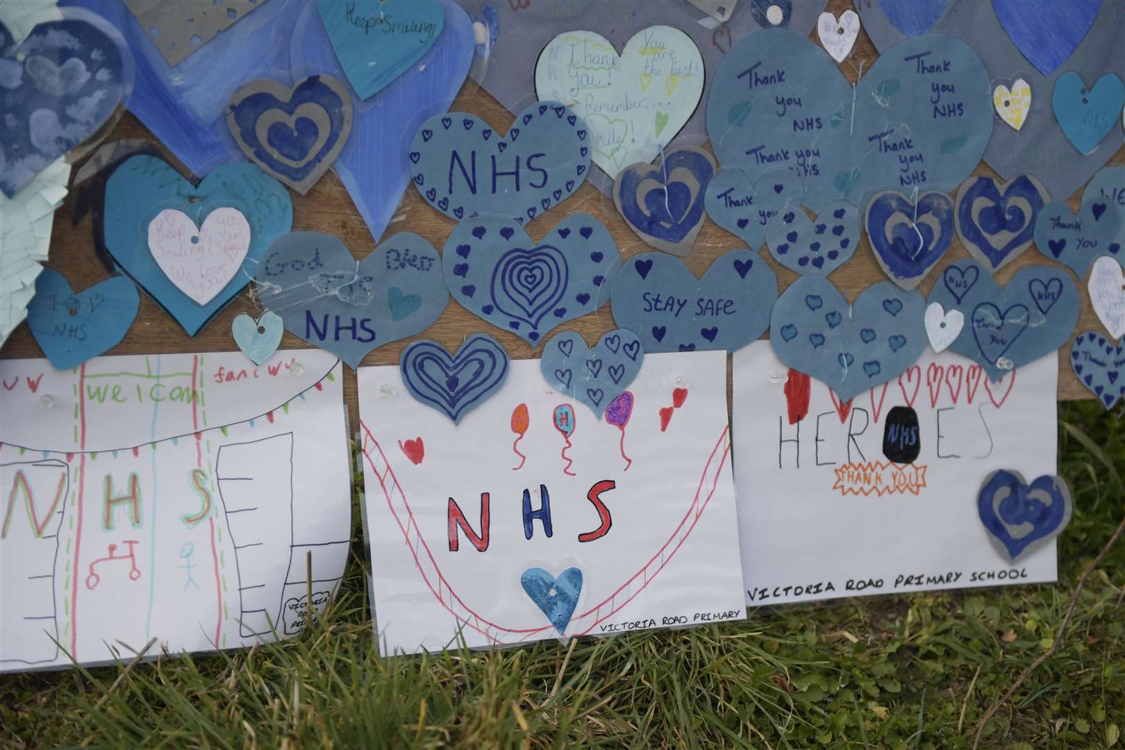 Pupils from primary schools in the area helped to make posters and blue hearts