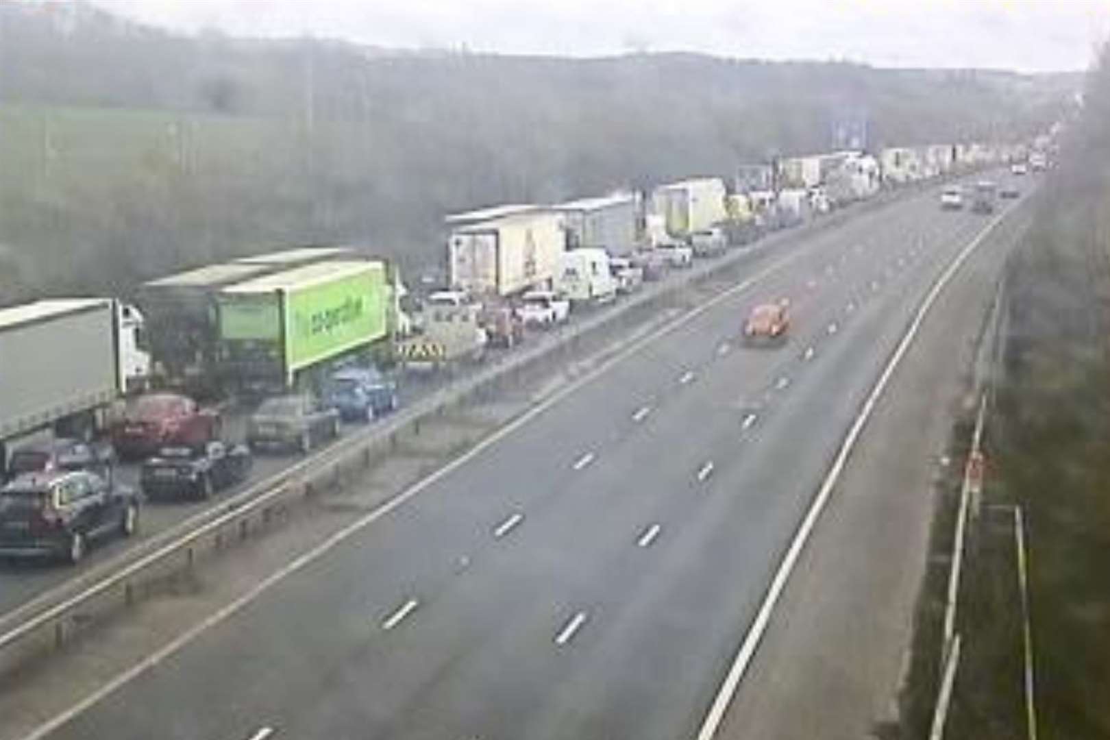 Lorries are queuing up on the M20. Photo: Highways England